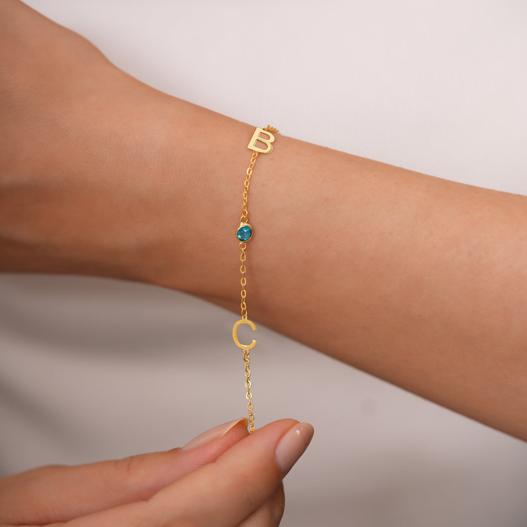 Doğum Taşlı Harf Bileklik