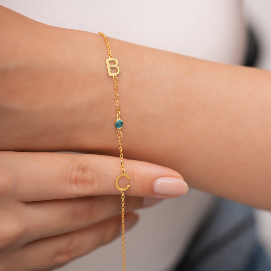 Doğum Taşlı Harf Bileklik