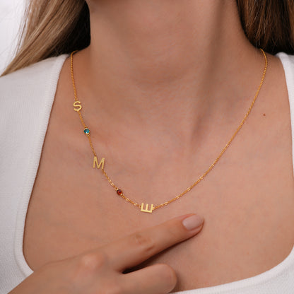 3 Harfli Doğum Taşı Kolye