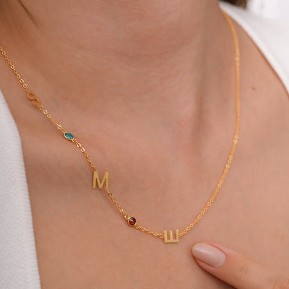 3 Harfli Doğum Taşı Kolye