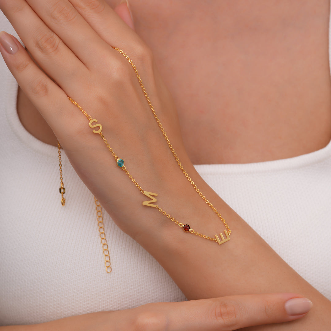 3 Harfli Doğum Taşı Kolye