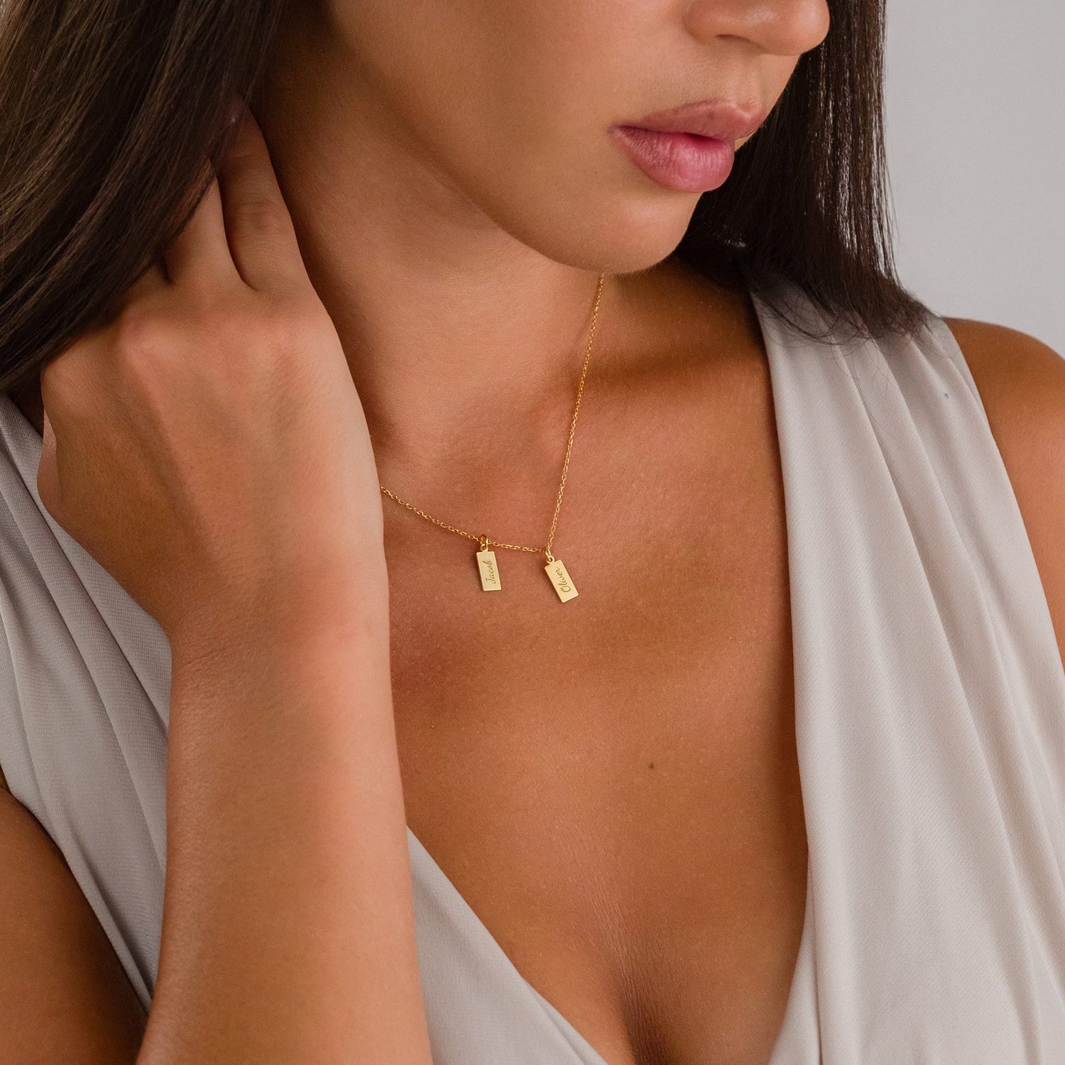 İsimli Dikdörtgen Plaka Kolye - 925 GÜMÜŞ