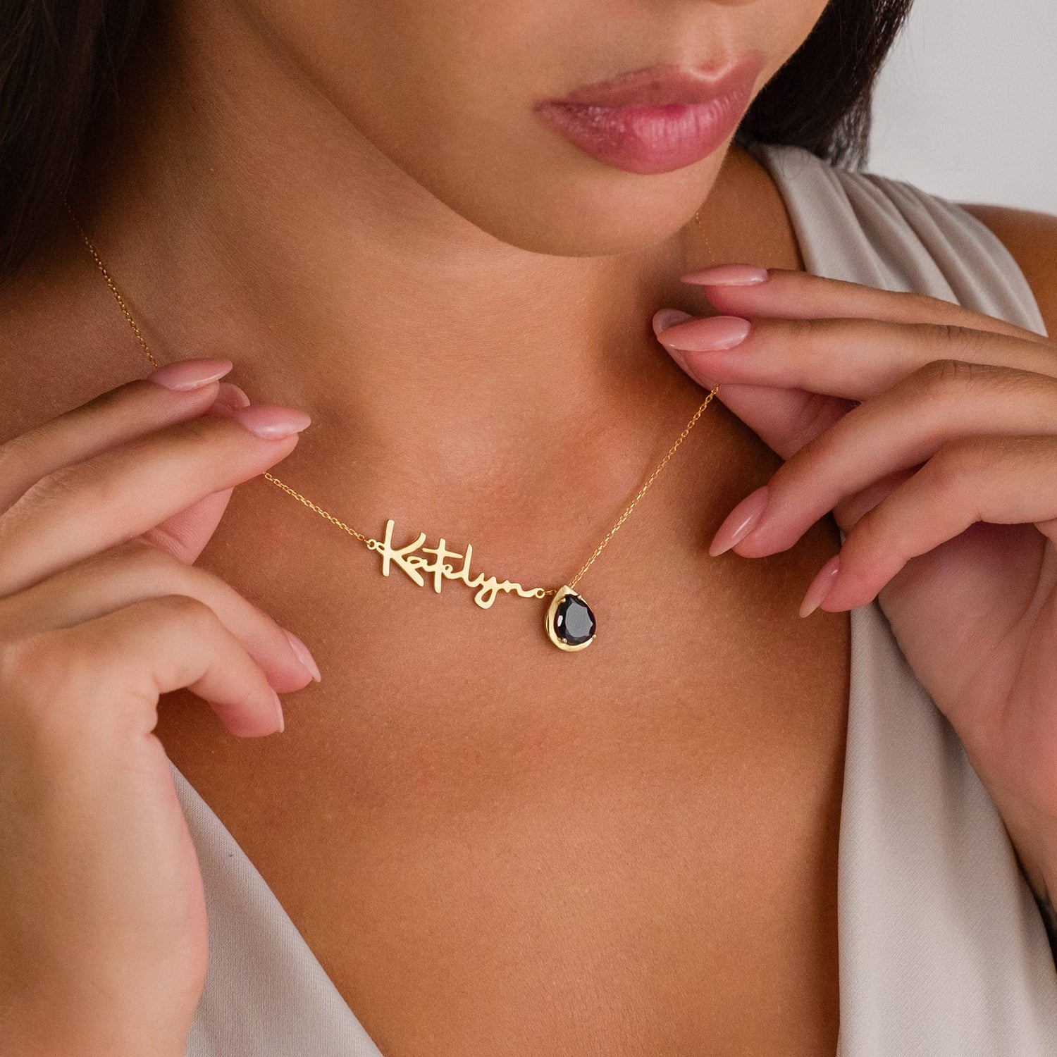 Renkli Taşlı İsim Kolye - 925 GÜMÜŞ