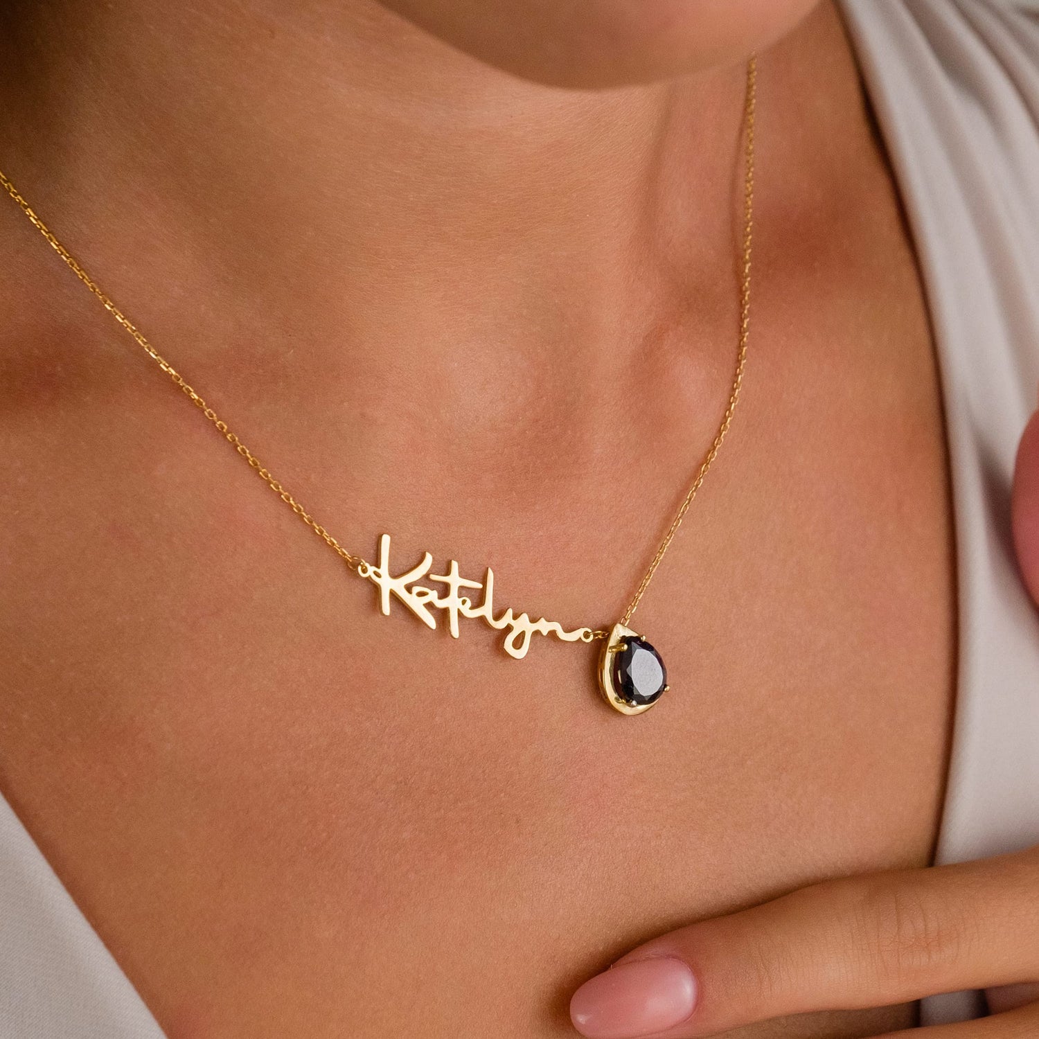 Renkli Taşlı İsim Kolye - 925 GÜMÜŞ