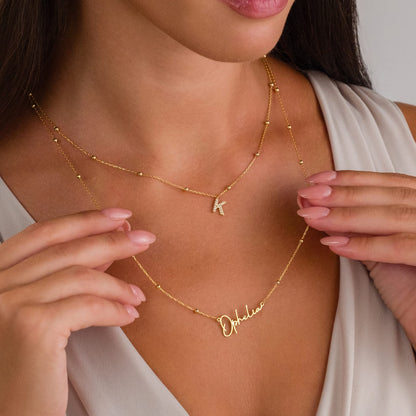 Taşlı Harfli İsim Kolye - 925 GÜMÜŞ