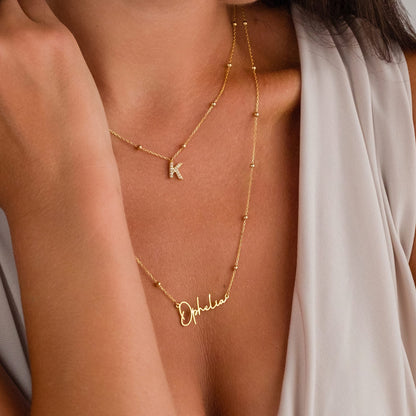 Taşlı Harfli İsim Kolye - 925 GÜMÜŞ