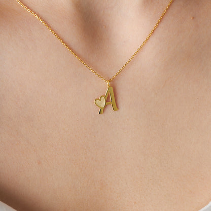 İsimli Kolye - Kalp Harf Kombinli Kolye - 925 GÜMÜŞ