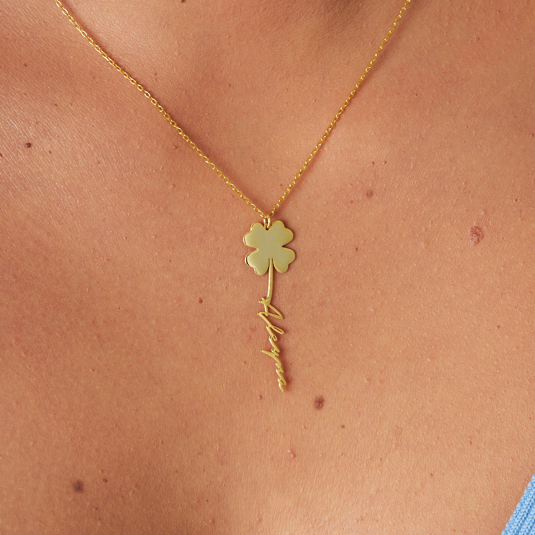 El Yazılı Yonca İsim Kolye - 925 GÜMÜŞ