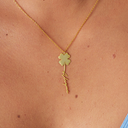 El Yazılı Yonca İsim Kolye - 925 GÜMÜŞ