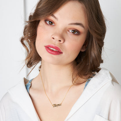 Gotik İsimli Yatay Kolye - 925 GÜMÜŞ