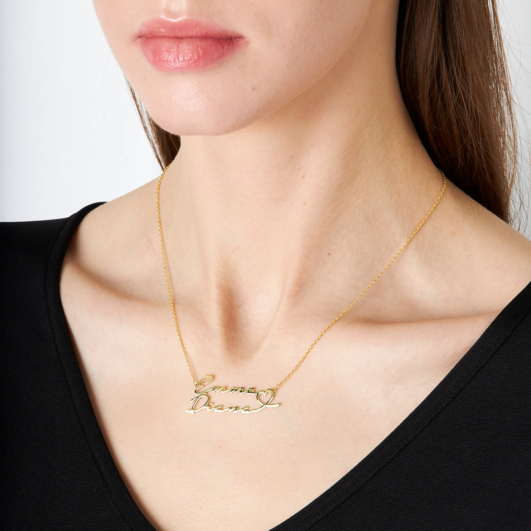 Çift Katlı İsimli Kolye - 925 GÜMÜŞ