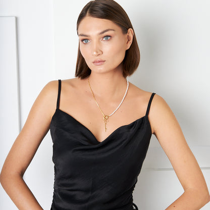 Zincir ve Boncuklu El Yazısı Kolye - 925 GÜMÜŞ