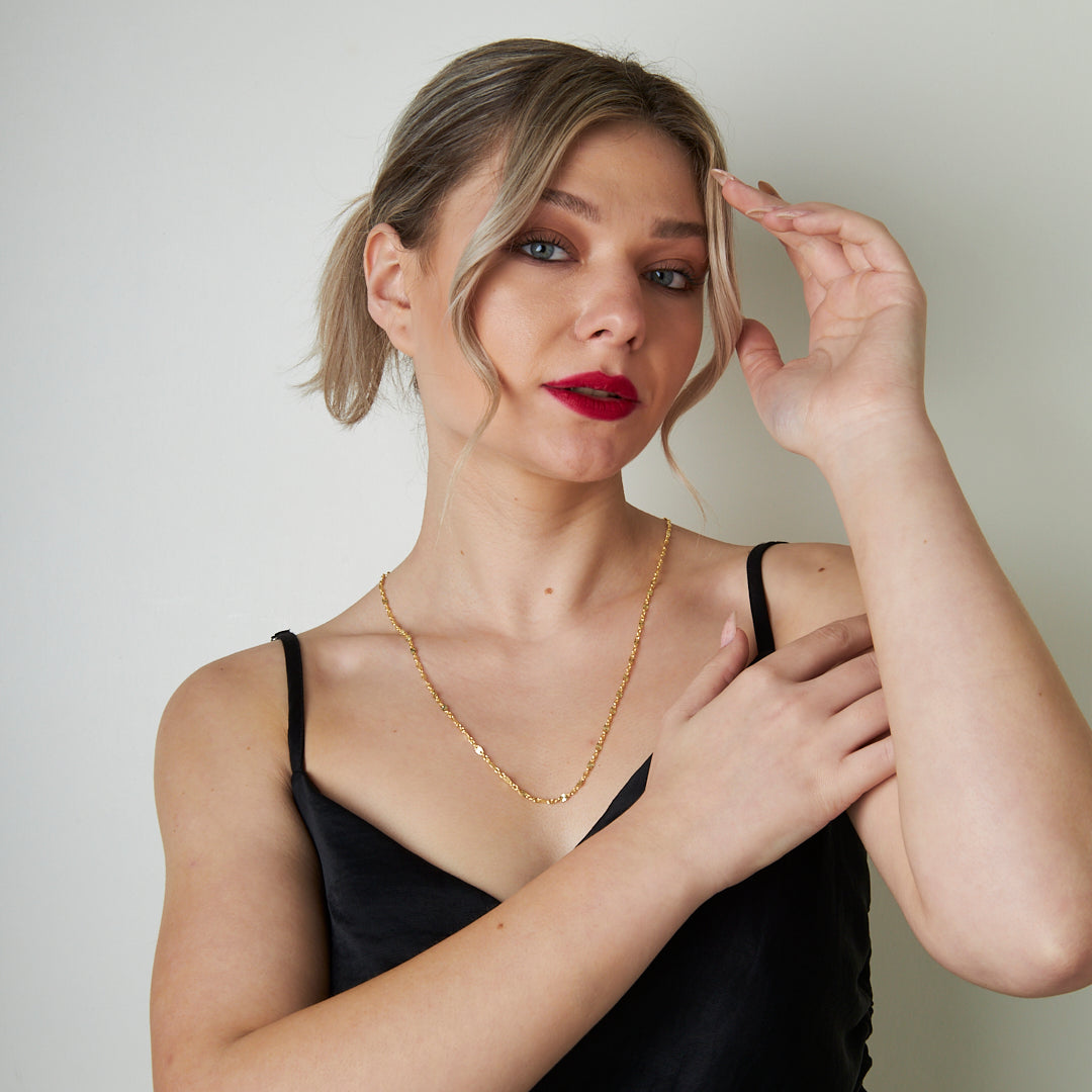 Vintage Desenli Düz Kolye - 925 GÜMÜŞ