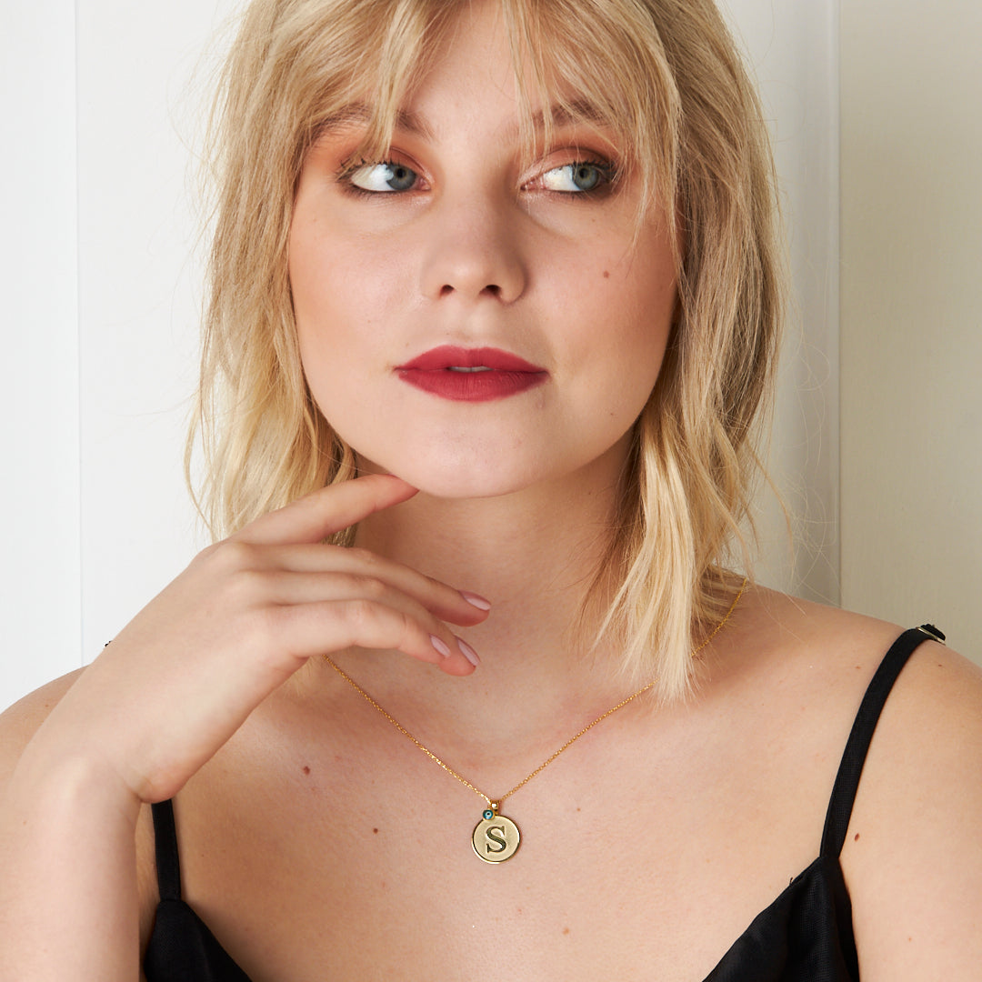 Nazar Harfli Oval Kolye - 925 GÜMÜŞ