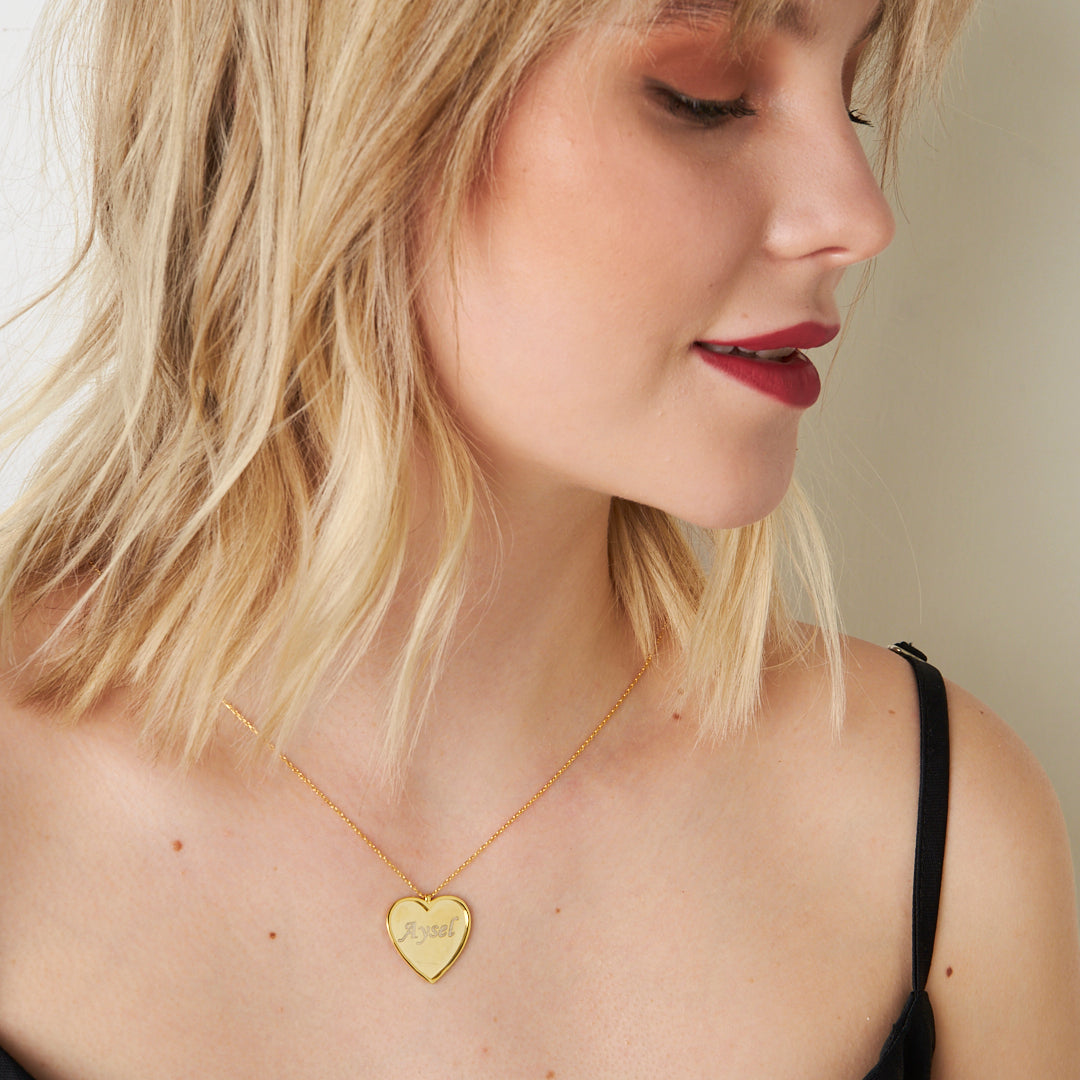 İsimli Basit Kalp Kolye - 925 GÜMÜŞ