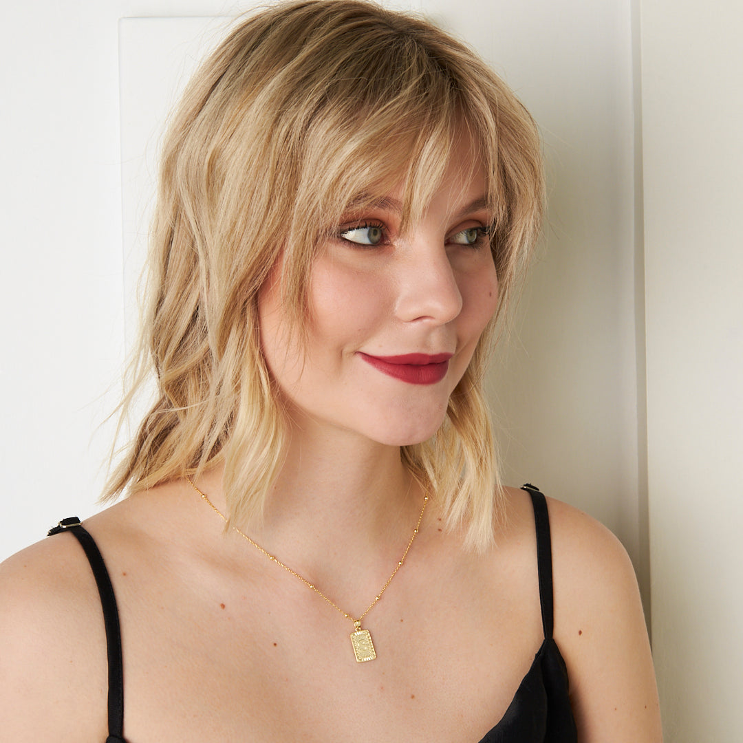 Dikdörtgen Plaka Harf Kolye - 925 GÜMÜŞ