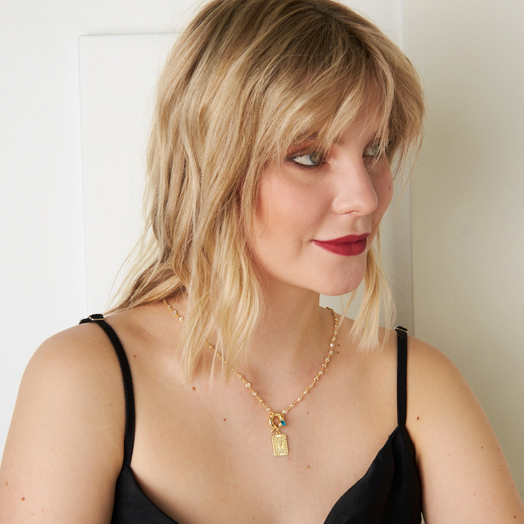 Nazar Taşlı Buzlu Harf Kolye - 925 GÜMÜŞ