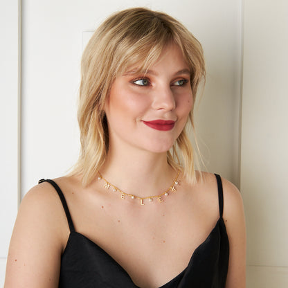 Figaro İnci Taşlı İsim Kolye - 925 GÜMÜŞ