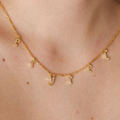 Chocker Zirkon Taşlı İsim Kolye - 925 GÜMÜŞ
