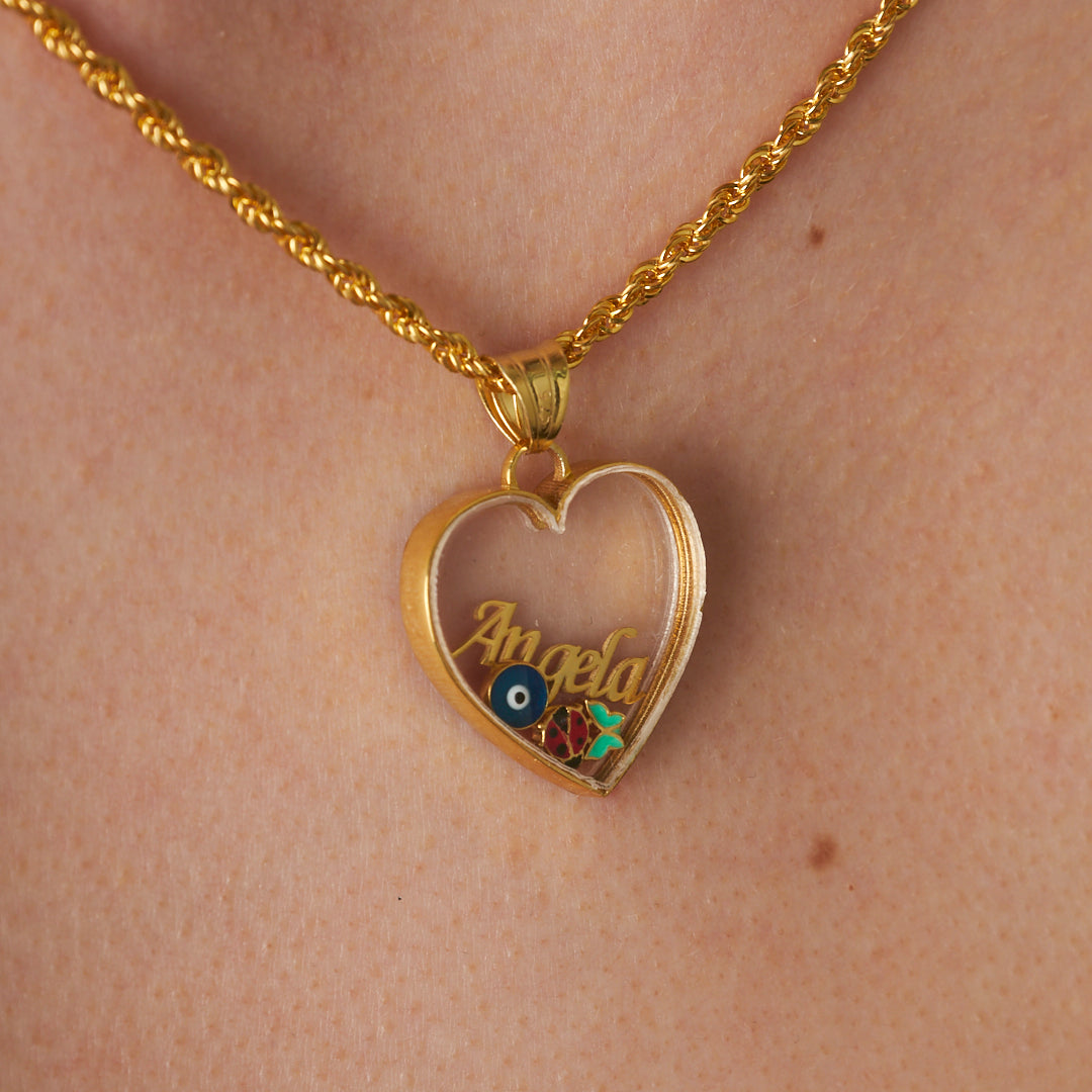 Kalp İsimli Şans Kolyesi - 925 GÜMÜŞ