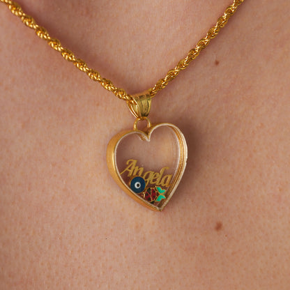 Kalp İsimli Şans Kolyesi - 925 GÜMÜŞ