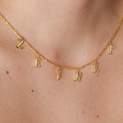 Harfli Yarım Taş Kolye İsimli Kolye Modeli 2 - 925 GÜMÜŞ