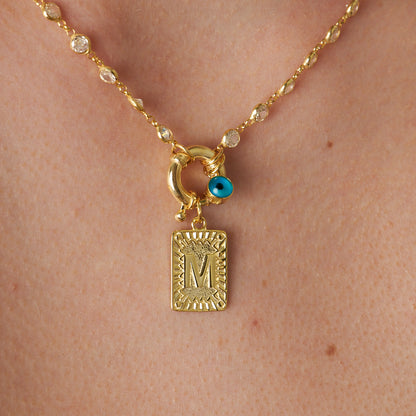 Nazar Taşlı Buzlu Harf Kolye - 925 GÜMÜŞ