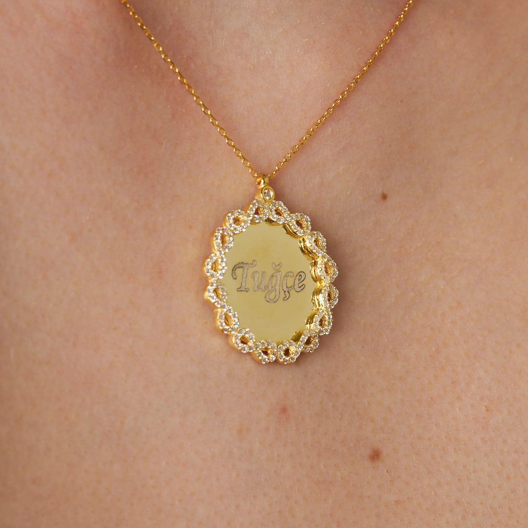 Harfli İsim Kolye Sonsuzluk Plakalı - 925 GÜMÜŞ