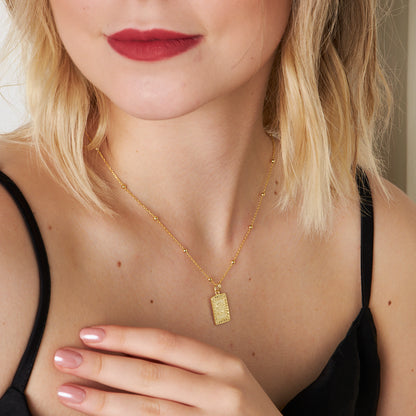 Dikdörtgen Plaka Harf Kolye - 925 GÜMÜŞ