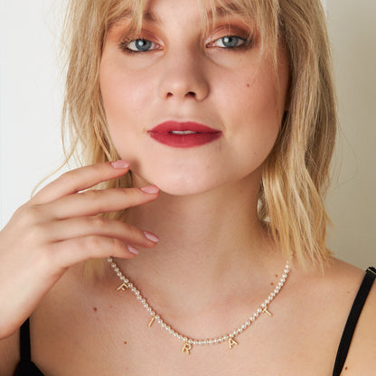 İnci Taşlı İsim Kolyesi - 925 GÜMÜŞ