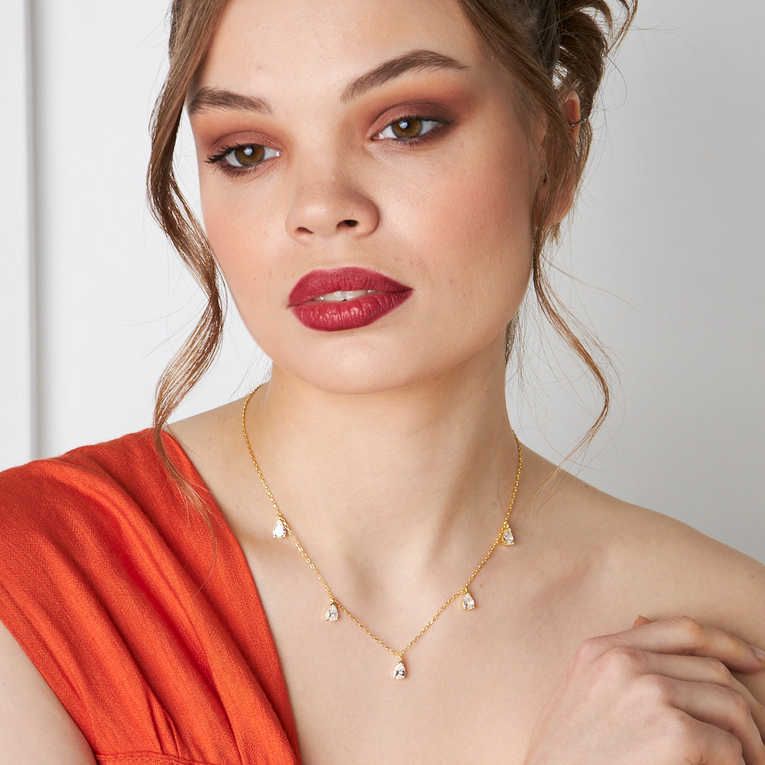 Sıralı Su Damlası Kolye - 925 GÜMÜŞ