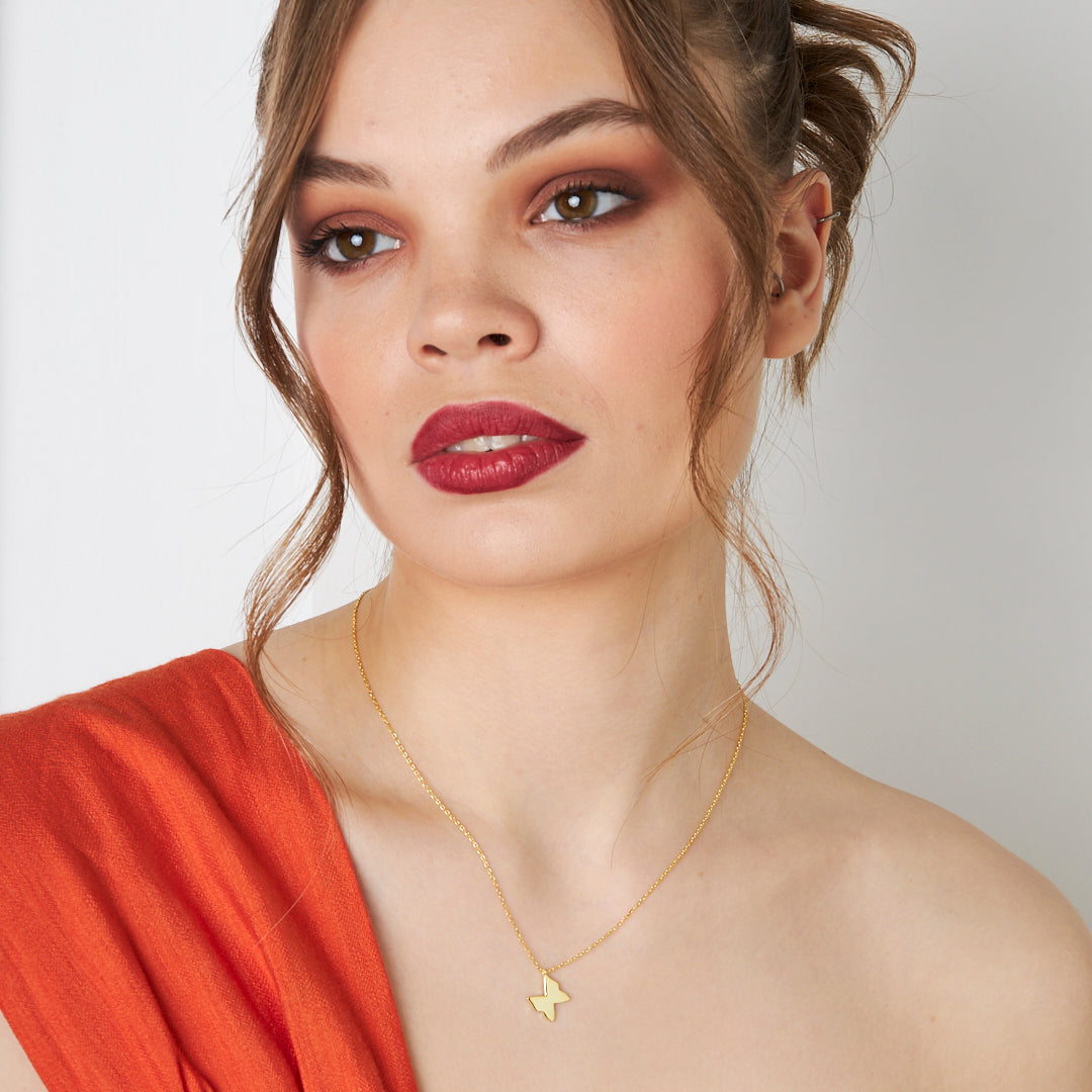 Yan Kelebek Kolye - 925 GÜMÜŞ