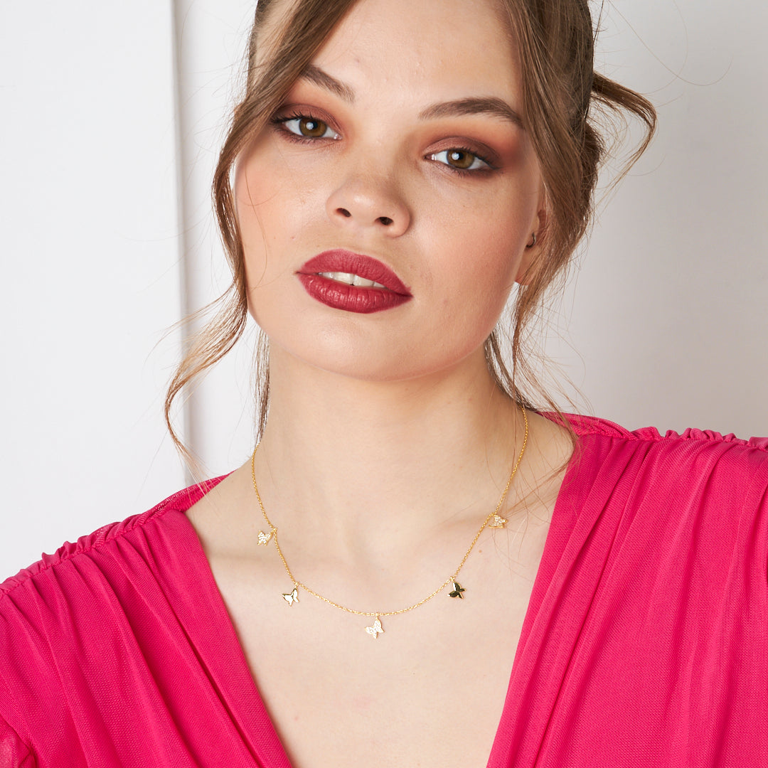 Sıralı Model Kelebek Kolye - 925 GÜMÜŞ