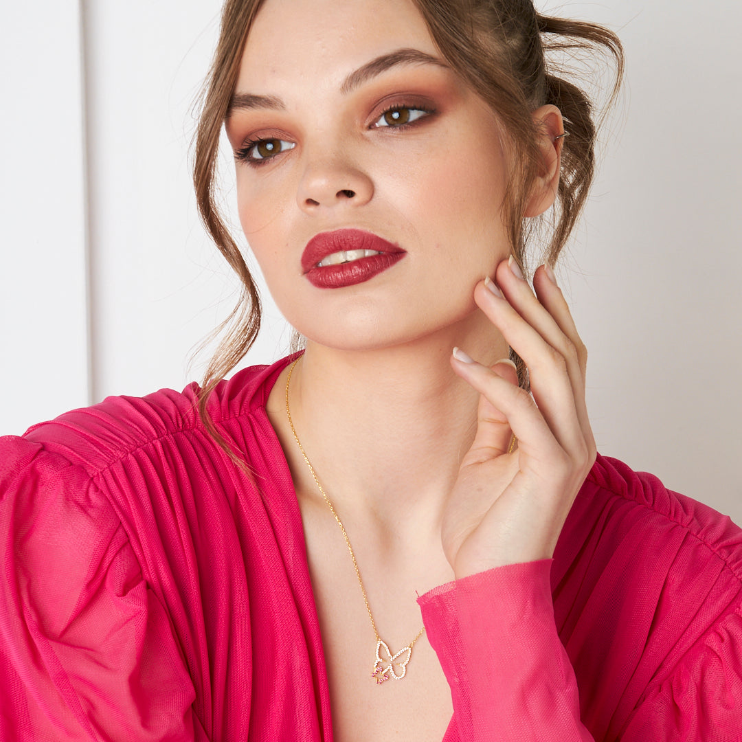 Çift Kelebek Kolye - 925 GÜMÜŞ