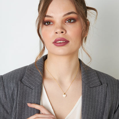 Nokta Taşlı Kalp Kolye - 925 GÜMÜŞ