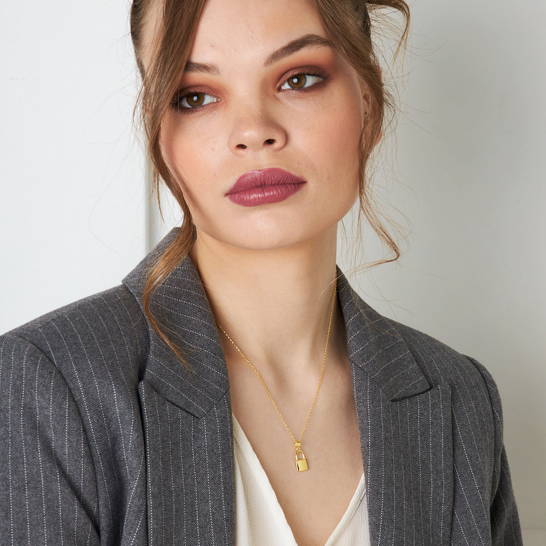 Küçük Kilit Kolye - 925 GÜMÜŞ