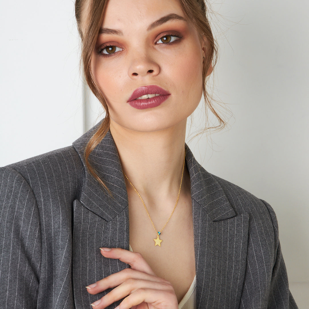 Nazar Dolu Yıldız Kolye - 925 GÜMÜŞ