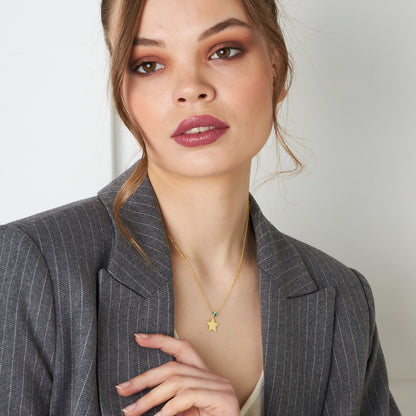 Nazar Dolu Yıldız Kolye - 925 GÜMÜŞ