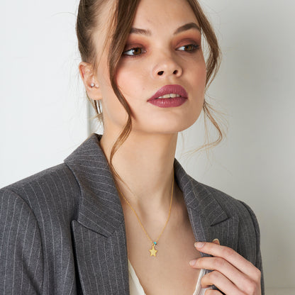 Nazar Dolu Yıldız Kolye - 925 GÜMÜŞ