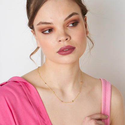 Renkli Taşlı Zincir Kolye - 925 GÜMÜŞ