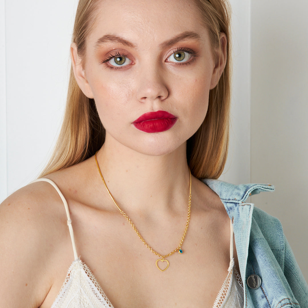 İnce Kalpli Kolye - 925 GÜMÜŞ