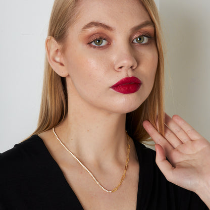 Su Yolu Dikdörtgen Zincir Kolye - 925 GÜMÜŞ