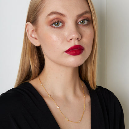 Beyaz Taşlı Kolye - 925 GÜMÜŞ