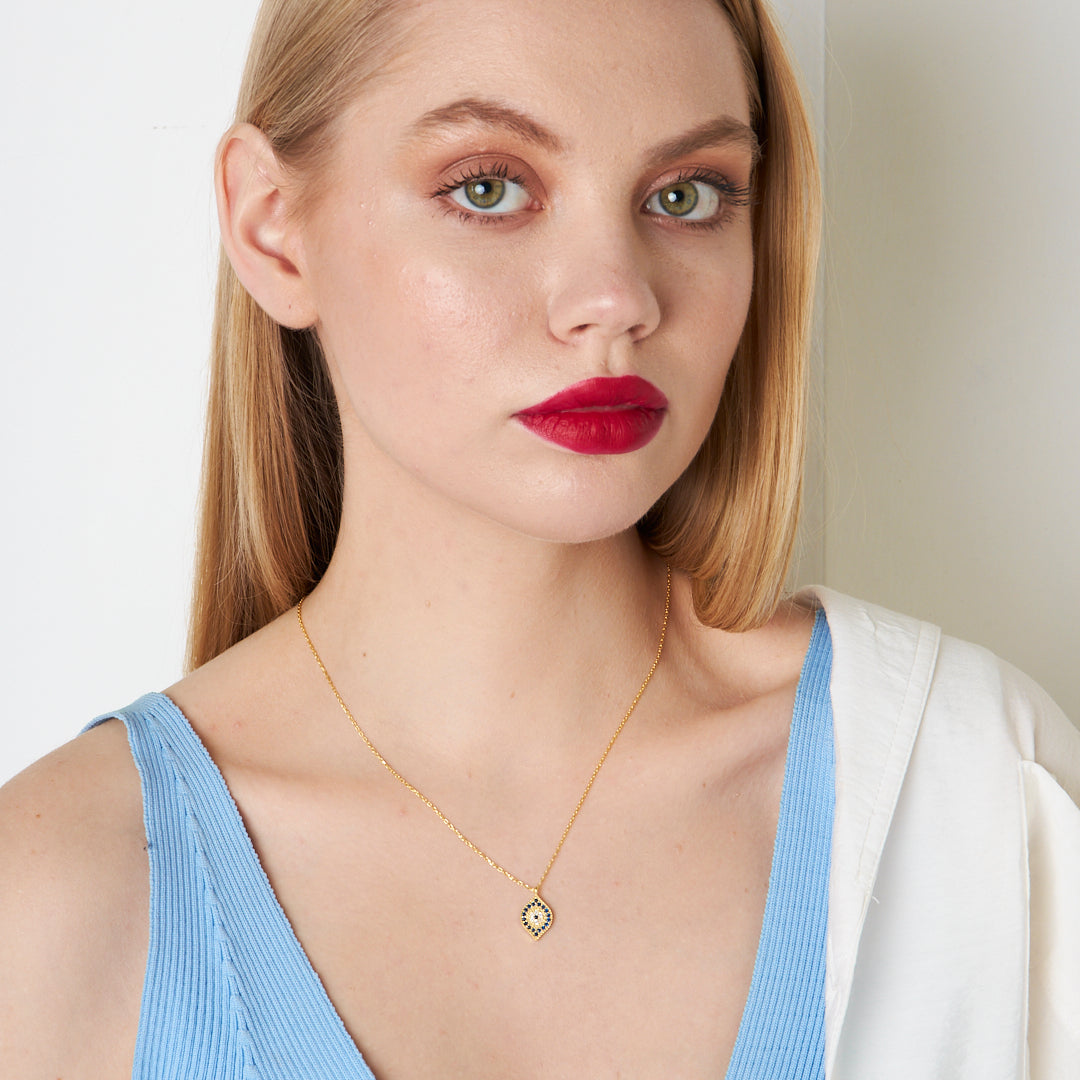 Dikey Göz Kolye - 925 GÜMÜŞ