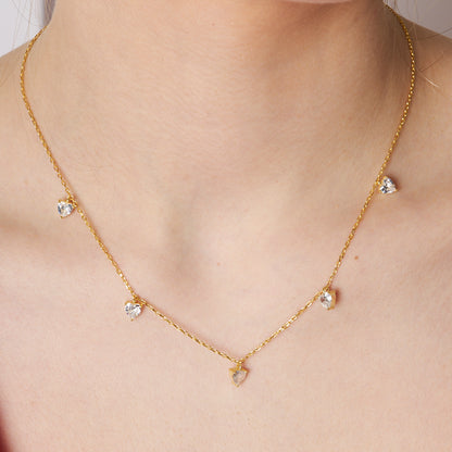 Beşli Kalpli Su Damlası Kolye - 925 GÜMÜŞ