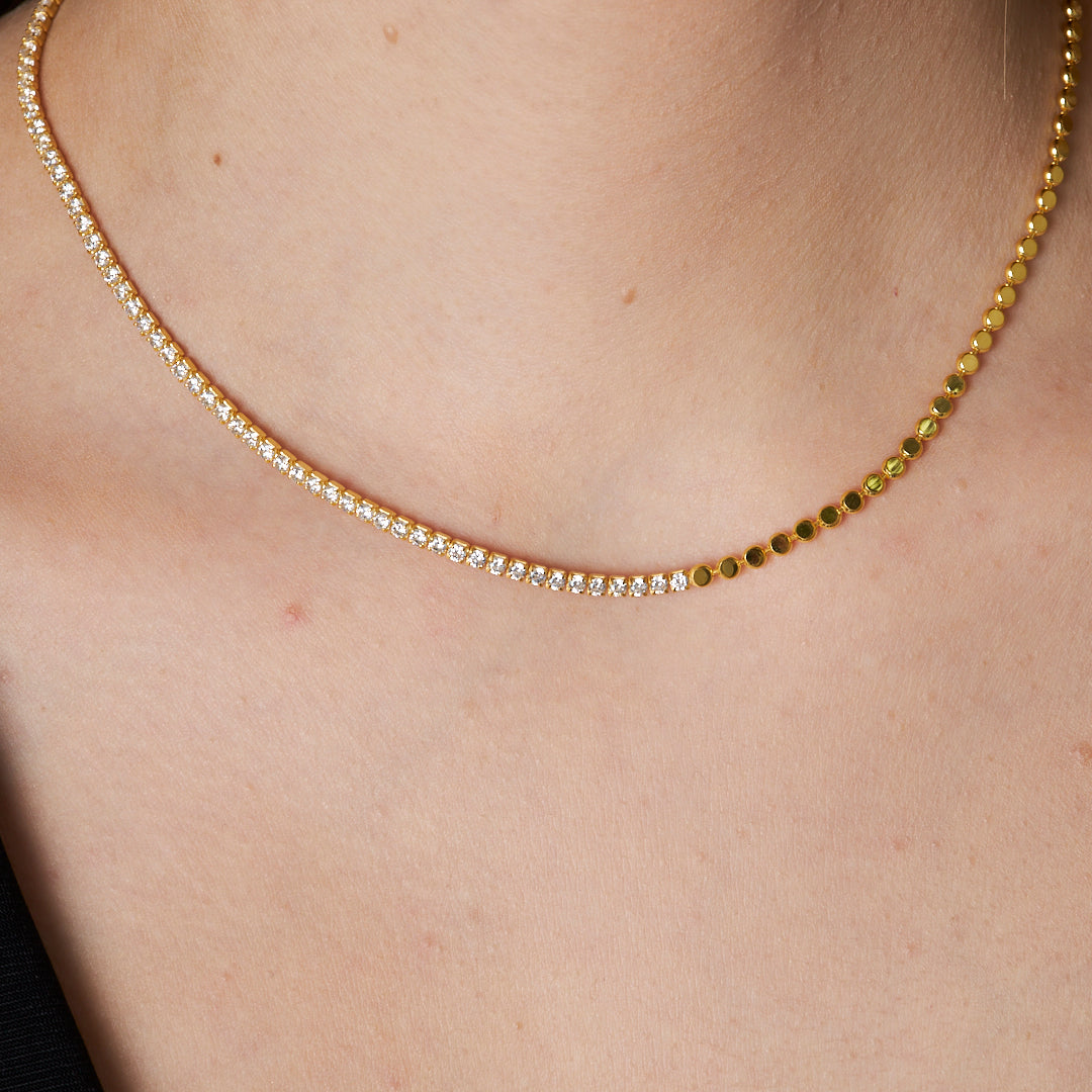 Taçlı Su Yolu Zincir Kolye - 925 GÜMÜŞ