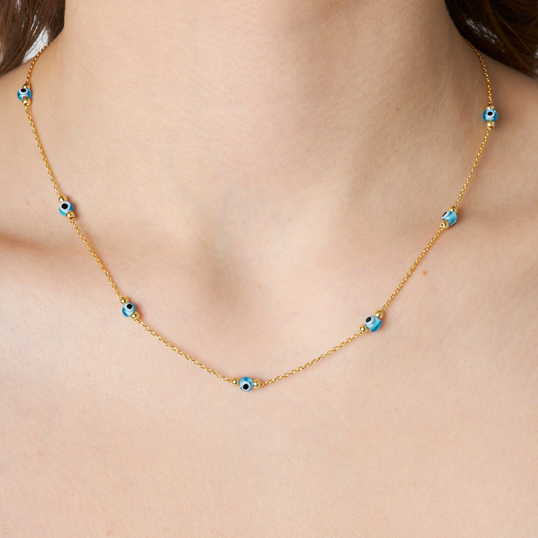 Kuşgözü Sıra Taşlı Kolye - 925 GÜMÜŞ