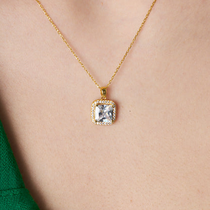 Pırlanta Baget Kolye - 925 GÜMÜŞ