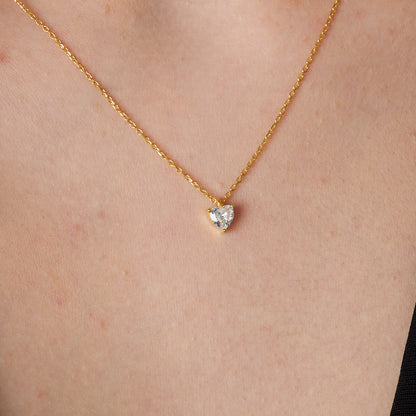 Taşlı Kalp Tasarım Kolye - 925 GÜMÜŞ
