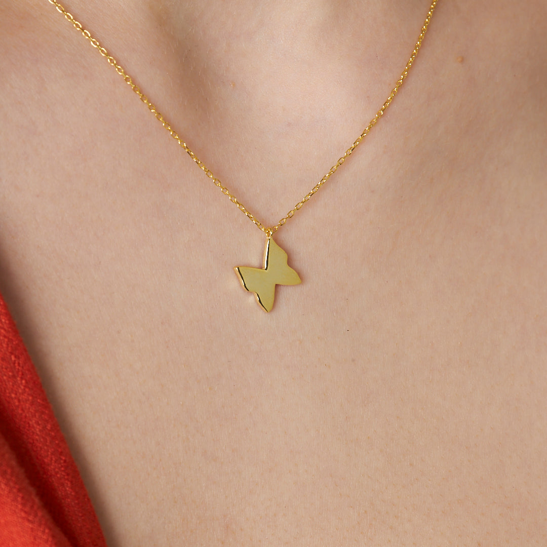 Yan Kelebek Kolye - 925 GÜMÜŞ